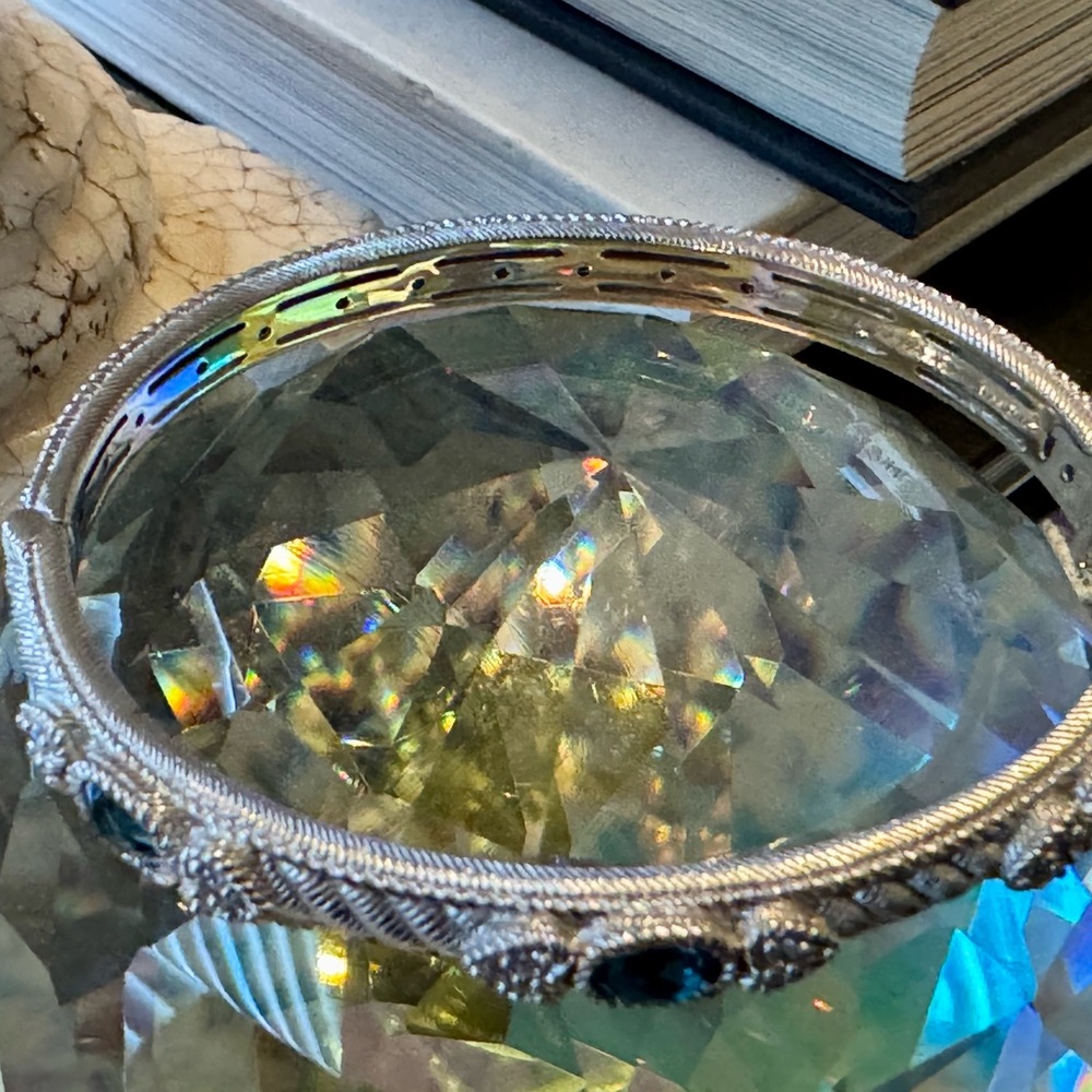Judith Ripka London Blue and Crystal Bangle NWOT - Picture 2 of 12